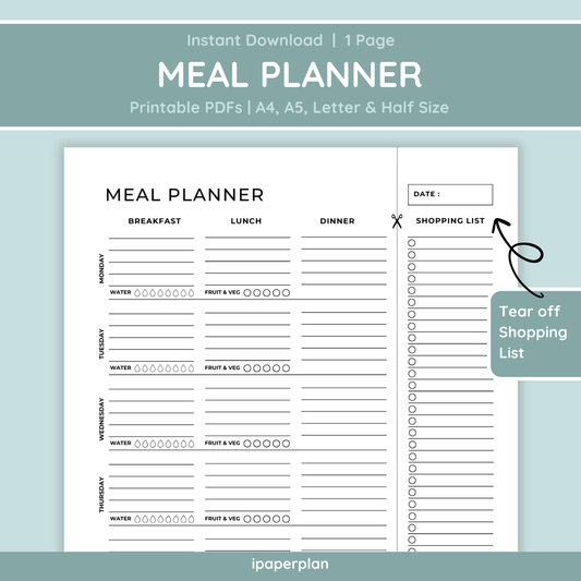 Meal Planner and Tear Off Shopping List