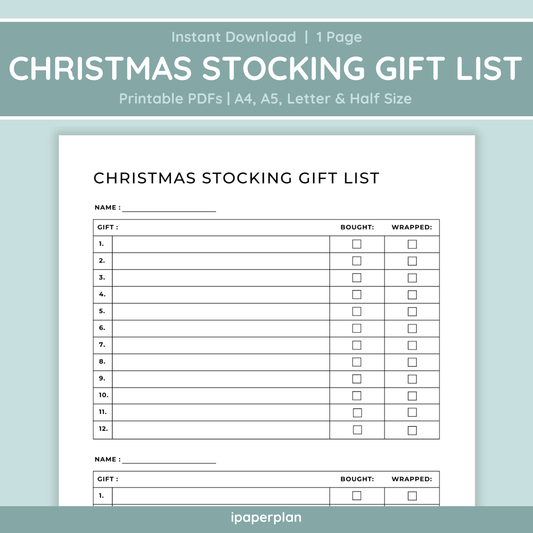 Christmas Stocking Gift List