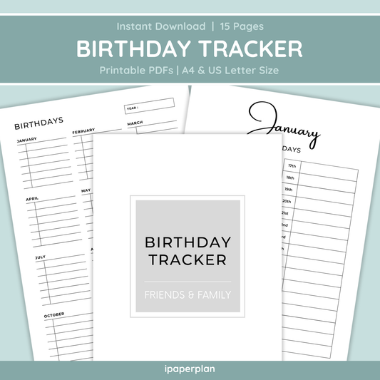 Birthday Tracker Bundle - 15 Pages