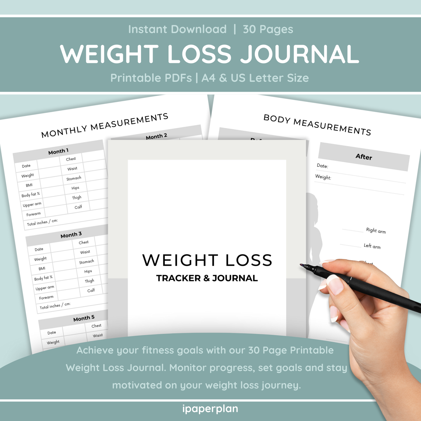 Weight Loss Journal Bundle - 30 Pages