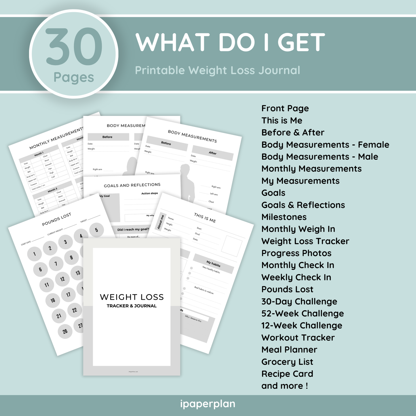 Weight Loss Journal Bundle - 30 Pages