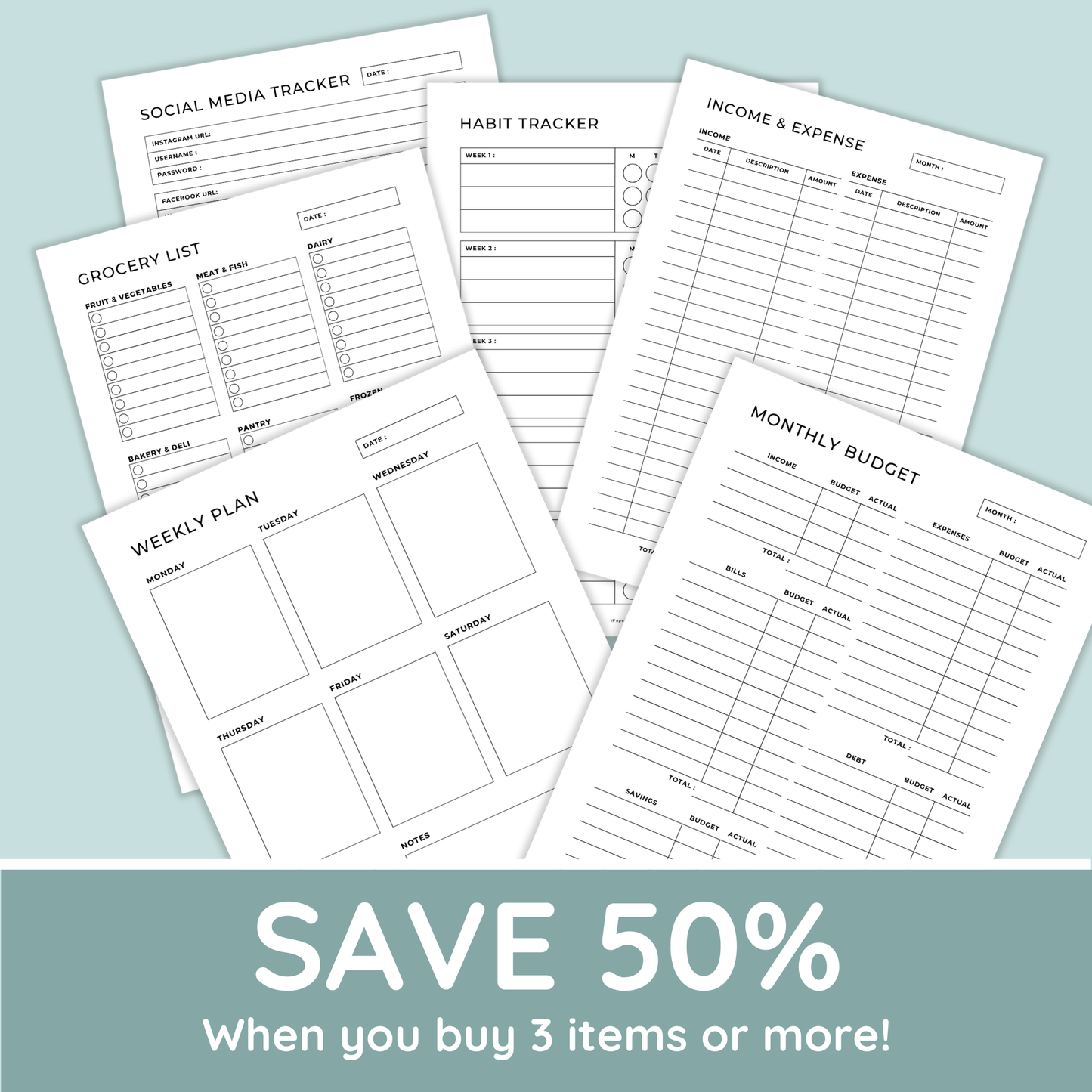 Weight Loss Journal Bundle - 30 Pages